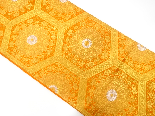 服部織物製　オリエント更紗模様織り出し袋帯